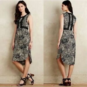 Anthropologie Holding Horses Suraja Black Tan High Low Sleeveless Midi Women’s 0
